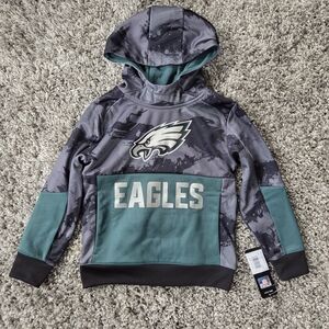 NFL Team Apparel Philadelphia Eagles Boys Pullover Hoodie Medium Gray Green